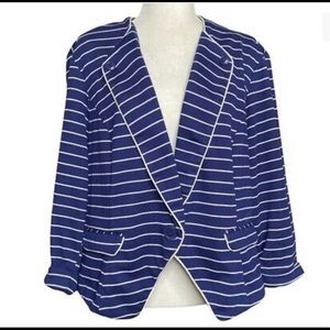 Blue and white striped torrid blazer